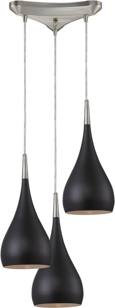 Lindsey 3 Light Pendant In Oiled Bronze and Satin Nickel