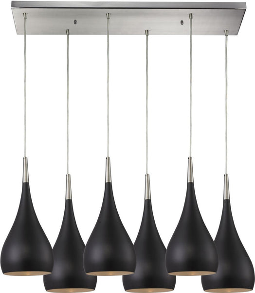 Lindsey 6 Light Pendant In Oiled Bronze and Satin Nickel
