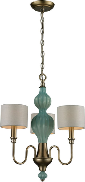 Lilliana 3 Light Chandelier In Seafoam and Aged Silver