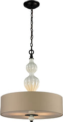 Lilliana 3 Light Pendant In Aged Bronze and Cream Ceramic