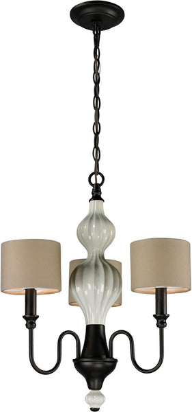 Lilliana 3 Light Chandelier In Cream and Aged Bronze