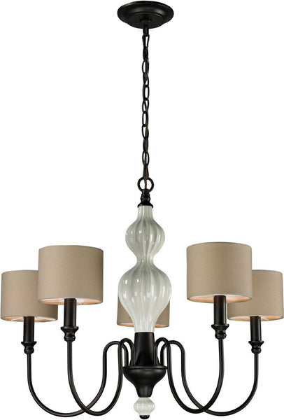 Lilliana 5 Light Chandelier In Cream and Aged Bronze