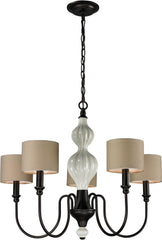 Lilliana 5 Light Chandelier In Cream and Aged Bronze