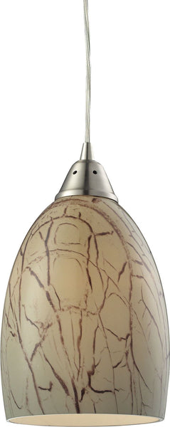 Crackle 1 Light Pendant In Satin Nickel