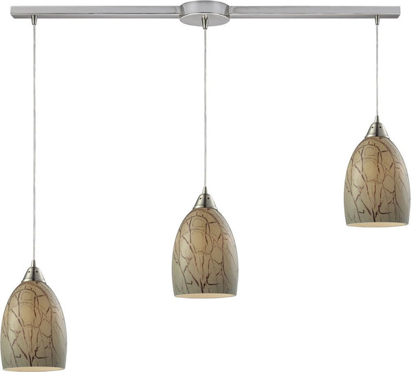 Crackle 3 Light Pendant In Satin Nickel