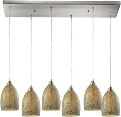 Crackle 6 Light Pendant In Satin Nickel