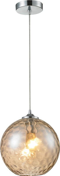 Watersphere 1 Light Pendant In Polished Chrome and Champagne Glass