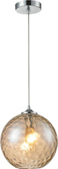 Watersphere 1 Light Pendant In Polished Chrome and Champagne Glass