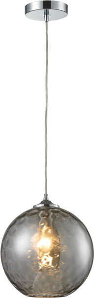 Watersphere 1 Light Pendant In Polished Chrome and Smoke Glass