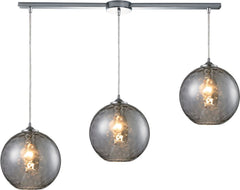 Watersphere 3 Light Pendant In Polished Chrome and Smoke Glass