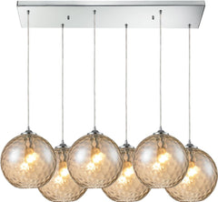 Watersphere 6 Light Pendant In Polished Chrome and Champagne Glass