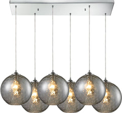 Watersphere 6 Light Pendant In Polished Chrome and Smoke Glass