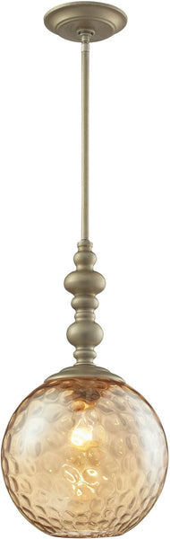 Watersphere 1 Light Pendant In Aged Silver and Champagne Glass