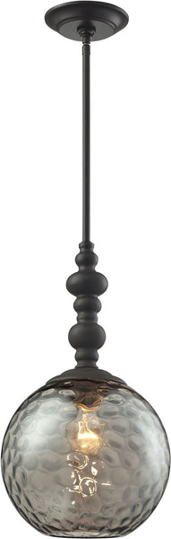 Watersphere 1 Light Pendant In Oil Rubbed Bronze and Smoke Glass