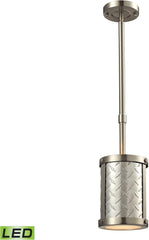 Diamond Plate 1 Light Led Mini Pendant In Brushed Nickel