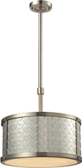 Diamond Plate 3 Light Pendant In Brushed Nickel