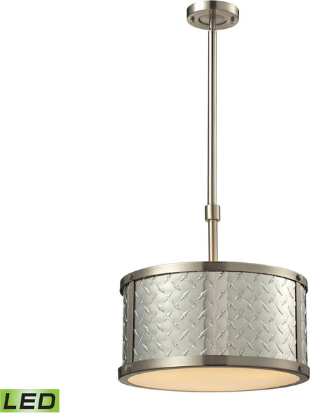 Diamond Plate 3 Light Led Pendant In Brushed Nickel