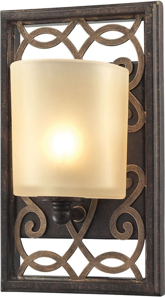 Santa Monica 1 Light Vanity In Weatbered Bronze With Gold Highlights