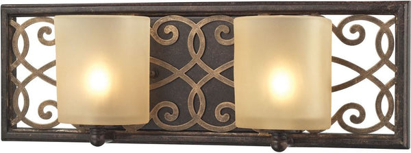 Santa Monica 2 Light Vanity In Weatbered Bronze With Gold Highlights