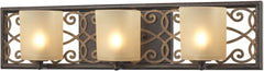 Santa Monica 3 Light Vanity In Weatbered Bronze With Gold Highlights