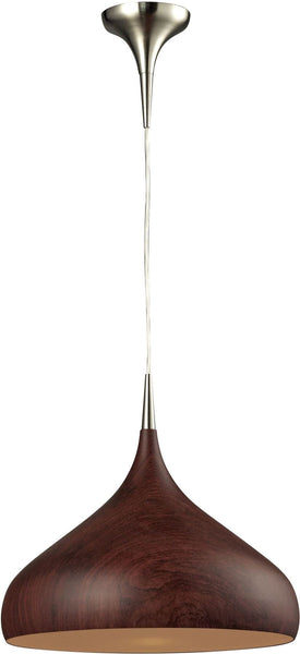 Lindsey 1 Light Pendant In Dark Walnut Satin Nickel