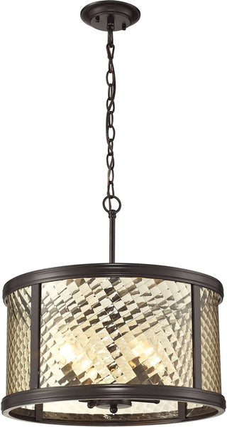 Chandler 4 Light Pendant In Oil Rubbed Bronze and Champagne Glass