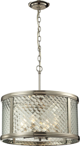 Chandler 4 Light Pendant In Polished Nickel and Clear Glass
