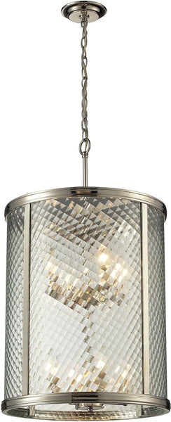 Chandler 8 Light Pendant In Polished Nickel and Clear Glass