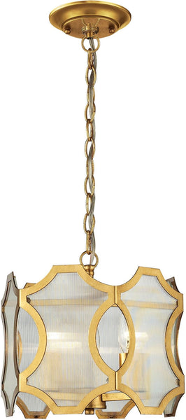 Benicia 3 Light Pendant In Antique Gold Leaf