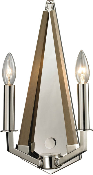 Madera 2 Light Sconce In Polished Nickel and Natural Wood