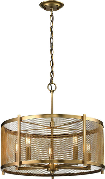 Rialto 5 Light Pendant In Aged Brass