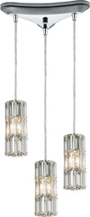 Cynthia 3 Light Pendant In Polished Chrome and Clear K9 Crystal
