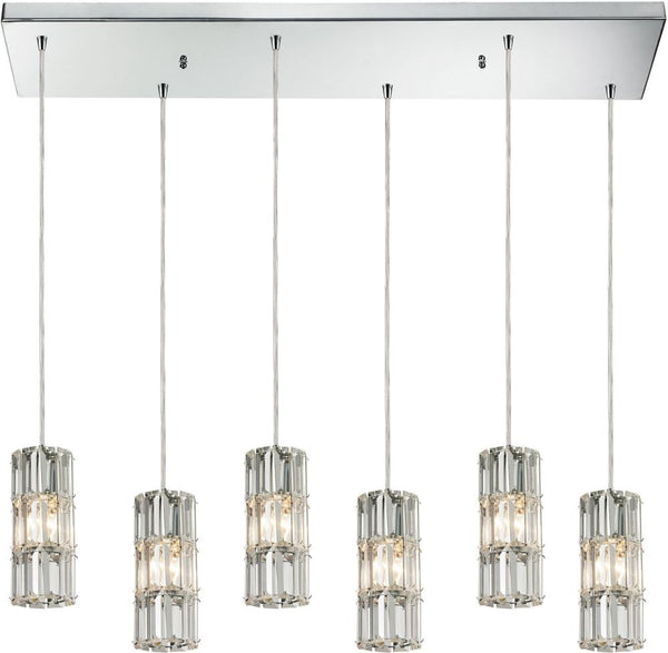 Cynthia 6 Light Pendant In Polished Chrome and Clear K9 Crystal