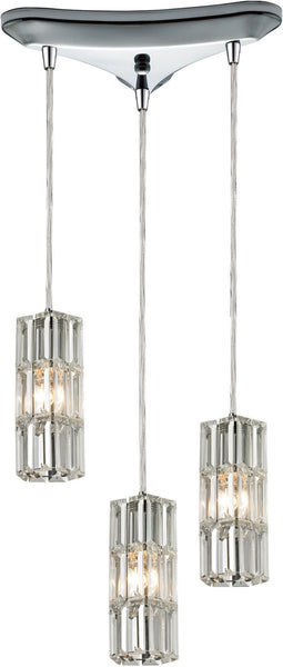 Cynthia 3 Light Pendant In Polished Chrome and Clear K9 Crystal