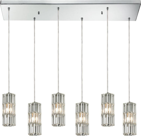 Cynthia 6 Light Pendant In Polished Chrome and Clear K9 Crystal