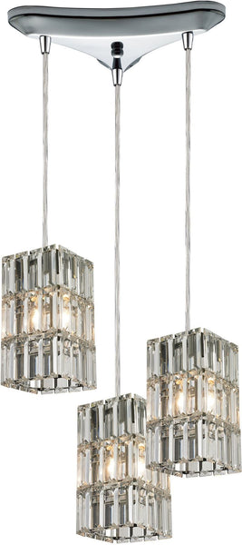 Cynthia 3 Light Pendant In Polished Chrome and Clear K9 Crystal