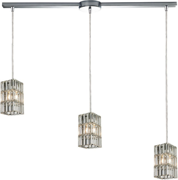 Cynthia 3 Light Pendant In Polished Chrome and Clear K9 Crystal