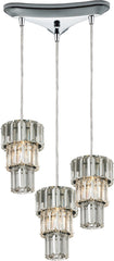 Cynthia 3 Light Pendant In Polished Chrome and Clear K9 Crystal