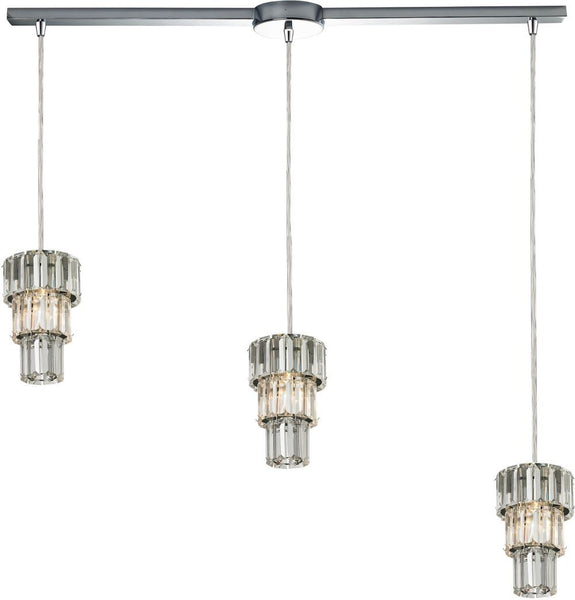 Cynthia 3 Light Pendant In Polished Chrome and Clear K9 Crystal