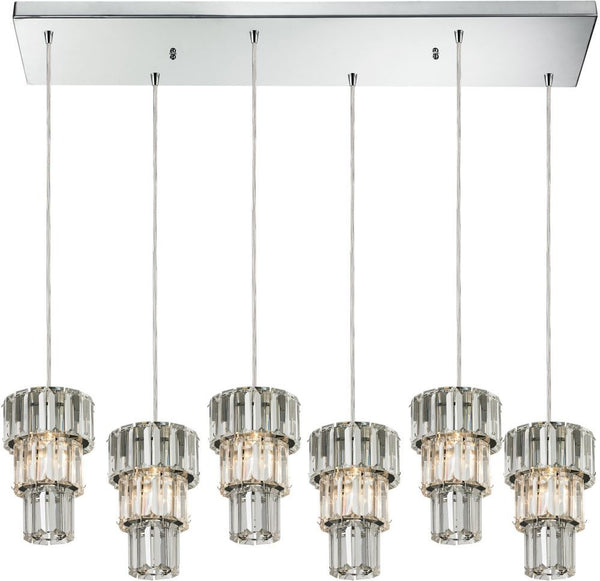 Cynthia 6 Light Pendant In Polished Chrome and Clear K9 Crystal