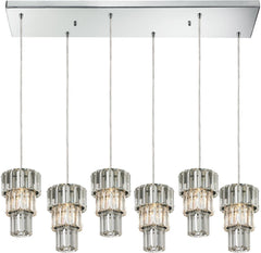 Cynthia 6 Light Pendant In Polished Chrome and Clear K9 Crystal