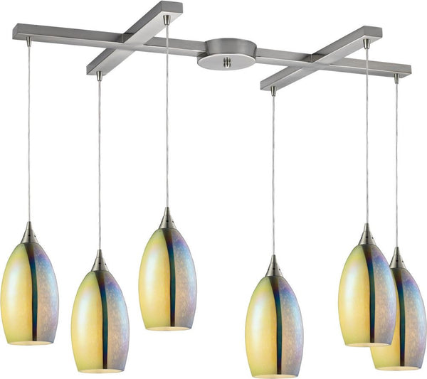 Horizon 6 Light Pendant In Satin Nickel
