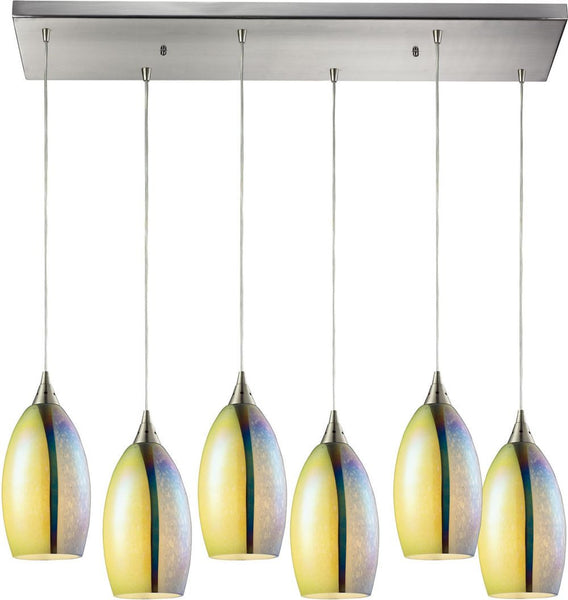 Horizon 6 Light Pendant In Satin Nickel