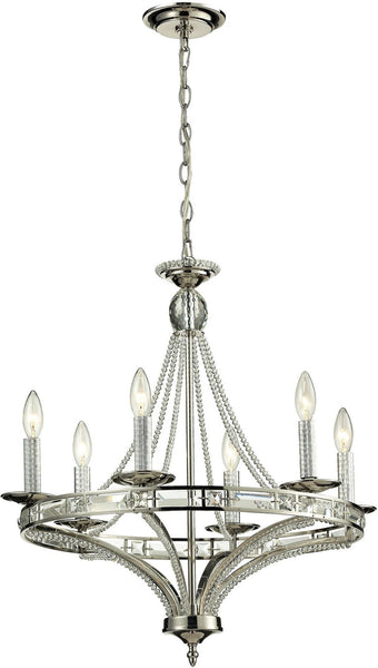 Aubree 6 Light Chandelier In Polished Nickel
