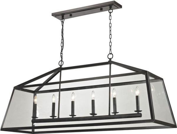 Alanna 6 Light Pendant In Oil Rubbed Bronze and Clear Glass