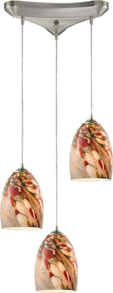 Garden Breeze 3 Light Pendant In Satin Nickel