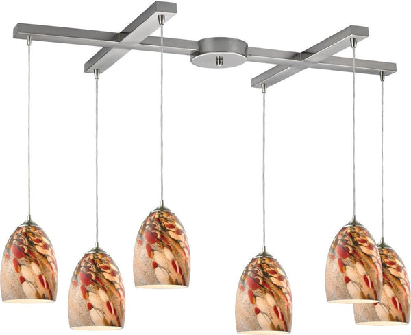 Garden Breeze 6 Light Pendant In Satin Nickel