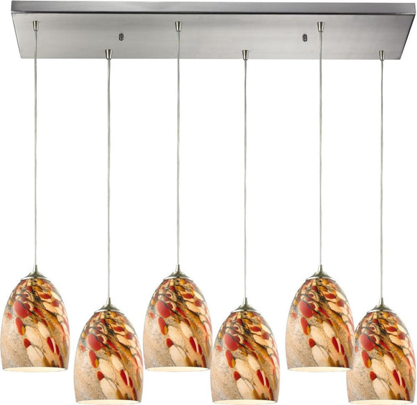 Garden Breeze 6 Light Pendant In Satin Nickel