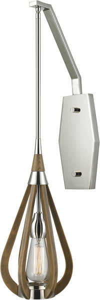 Janette 1 Light Pendant In Polished Nickel and Chestnut