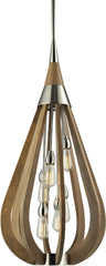Janette 6 Light Pendant In Polished Nickel and Chestnut